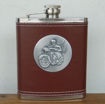 Snow Wolf Lake all-leather 7 ounce stainless steel wine set wine flask skull stainless steel mens wine flask *free funnel