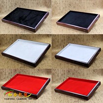 Wooden black and white fluff jewelry viewing tray glasses mobile phone display plate jewelry storage tray mobile phone tray