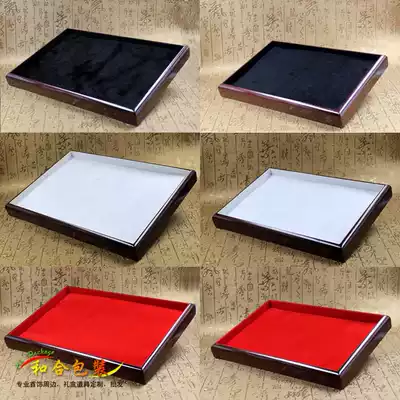 Wooden black and white fluff jewelry viewing tray glasses mobile phone display plate jewelry storage tray mobile phone tray