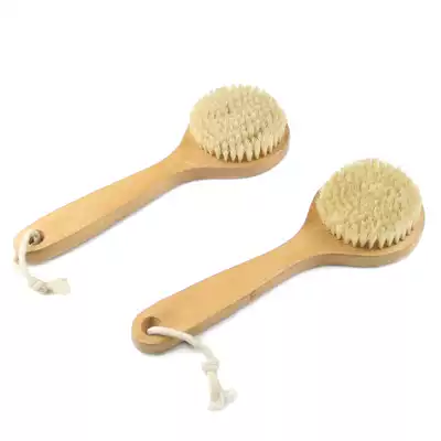 Pig Mane round head bath brush wooden bath brush bath brush pet brush short handle rub back foreign trade tail list