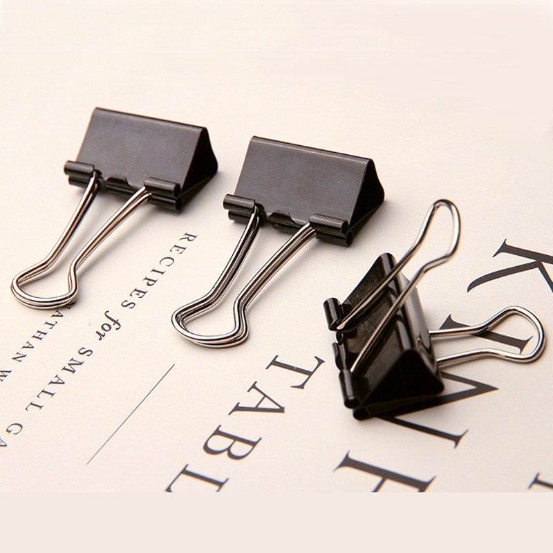 Black long tail clip file clip 25mm metal dovetail clip iron ticket folder office stationery supplies