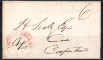American prehistoric seal 1826 New York Cherry Valley handwritten postage fruit tree