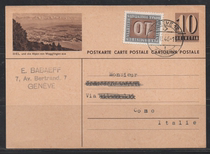 Swiss postage postcard 1946 to see the natural scenery of the Alps from the small town of Magolingen