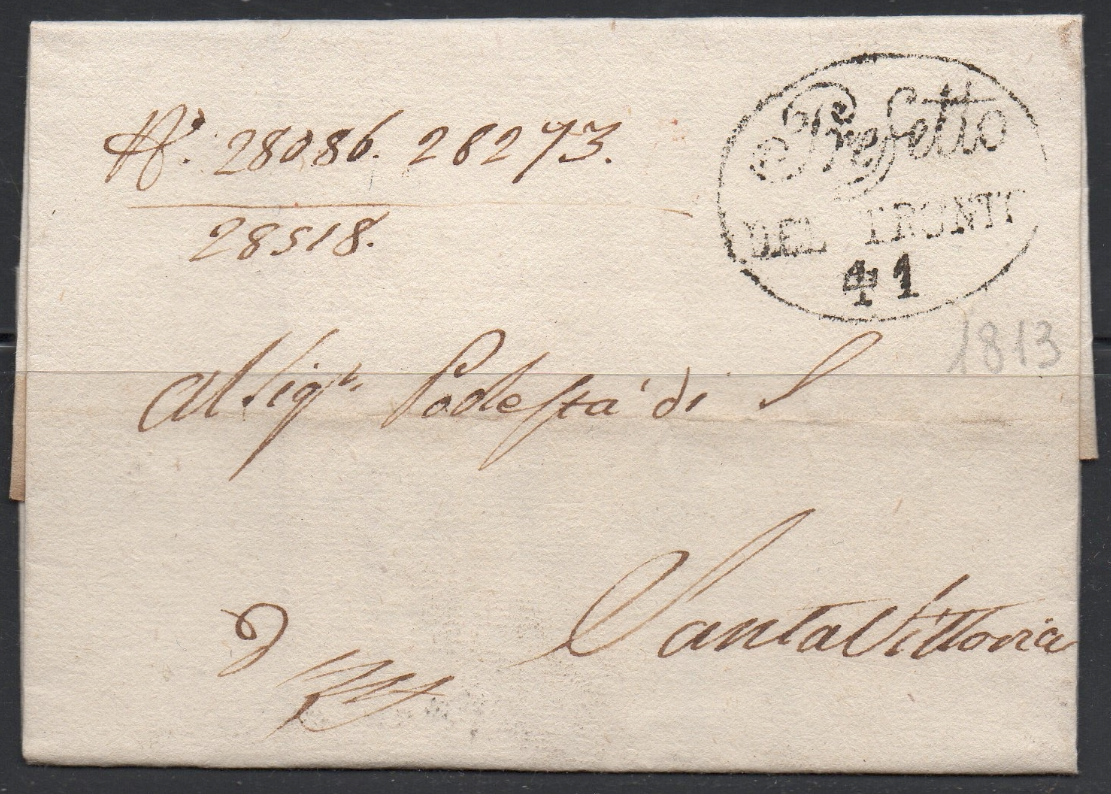 Italian prehistoric seal 1 Napoleon period 1813 The Governor of Toulon in 1813 sent the Widodo Flower-style postmark