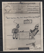 American World War II Victory Mail 1944 Doctor My Hat Keeps Blowing Off Stethoscope Ink Pen