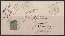 Italian Enclosure 2 1888 Bologna to Bassano shield-shaped heraldry postmark