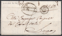 Italian prehistoric seal 1 1848 Ferrara to Lugo flower text postmark