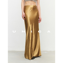 UNICEF/High Fashion Special Wrinkle American Eastman 1oo% Acetate Fiber 45 Degree Oblique Cut Slim Fishtail Skirt