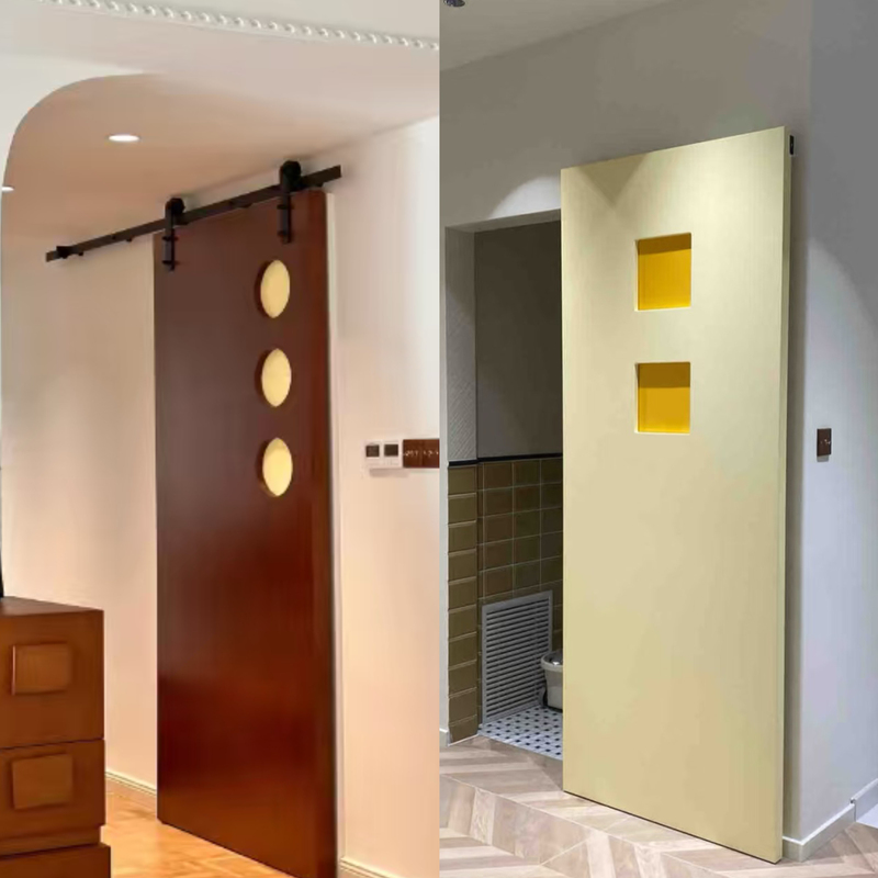 Ghost Door Barn Door Track Sliding Door Perforated Glass Door Kitchen Bathroom Room Bedroom Sliding Door Package Installation