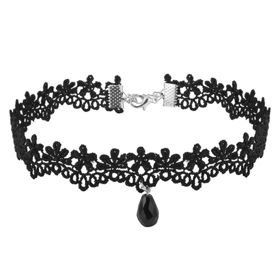 Handmade Black Lace Retro Temperament Clavicle Chain Female Simple Short Neck Strap Collar Collar Necklace Neck Jewelry