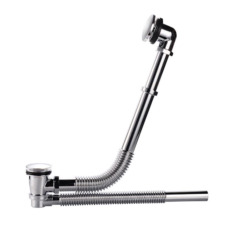 All-copper bouncing thickened chrome Silver gold Bathtub drainer Chaise cylinder Bathtub drainer with drain pipe