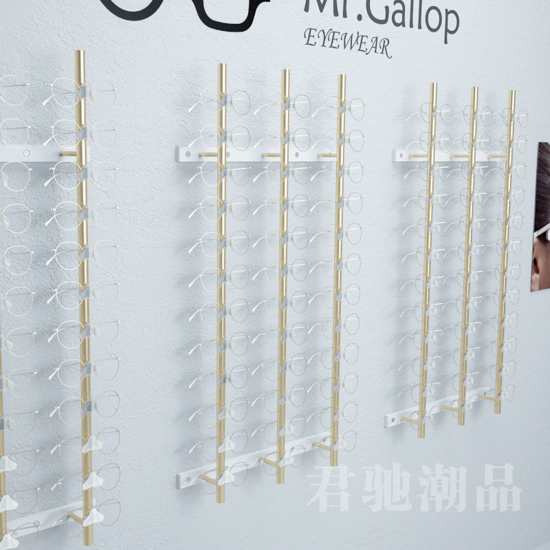 Junchi Trendy Products Wall-Mounted Glasses and Sunglasses Display Props for Optical Shops, Metal Display Rack in Light Luxury Style