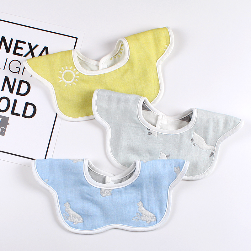 3 dress pure cotton 6 layers gauze Baby surrounding pocket 360-degree rotating newborn anti-spitting milk baby saliva towel