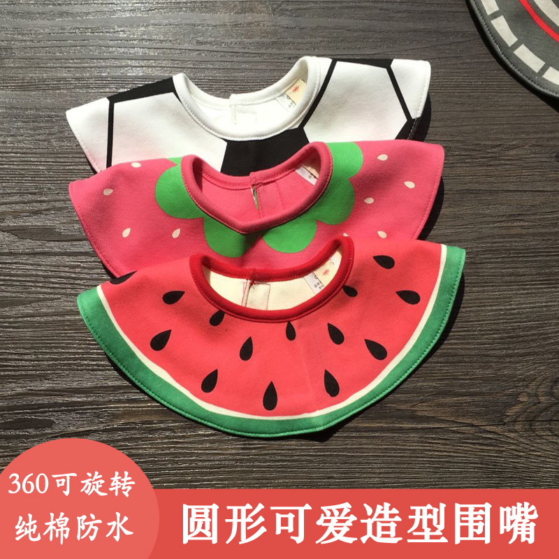 2 packs 5-layer baby cotton waterproof bibs 360-degree saliva towel baby round snap button bib eating pocket