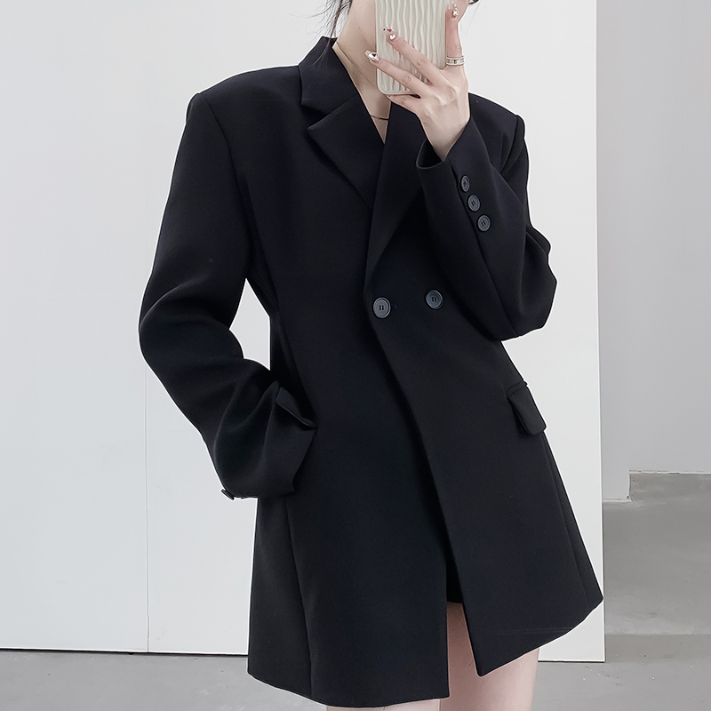 Sana 2024 Autumn New Slim Fit Waist-Cinching Blazer for Women with Unique Design, Straight Shoulder, Niche Casual Blazer