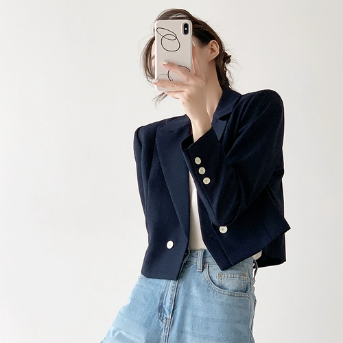 Осенний короткий однотонный костюм, городской стиль, в западном стиле