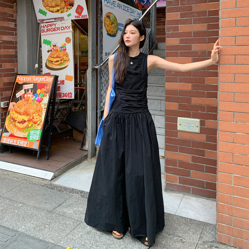 Masalady Studio Sana Pleated Waist Dress for Women with Asymmetrical Shoulder Design Solid Color Long Dress Masalady Studio Sana Pleated Waist Dress for Women with Asymmetrical Shoulder Design Solid Color Long Dress