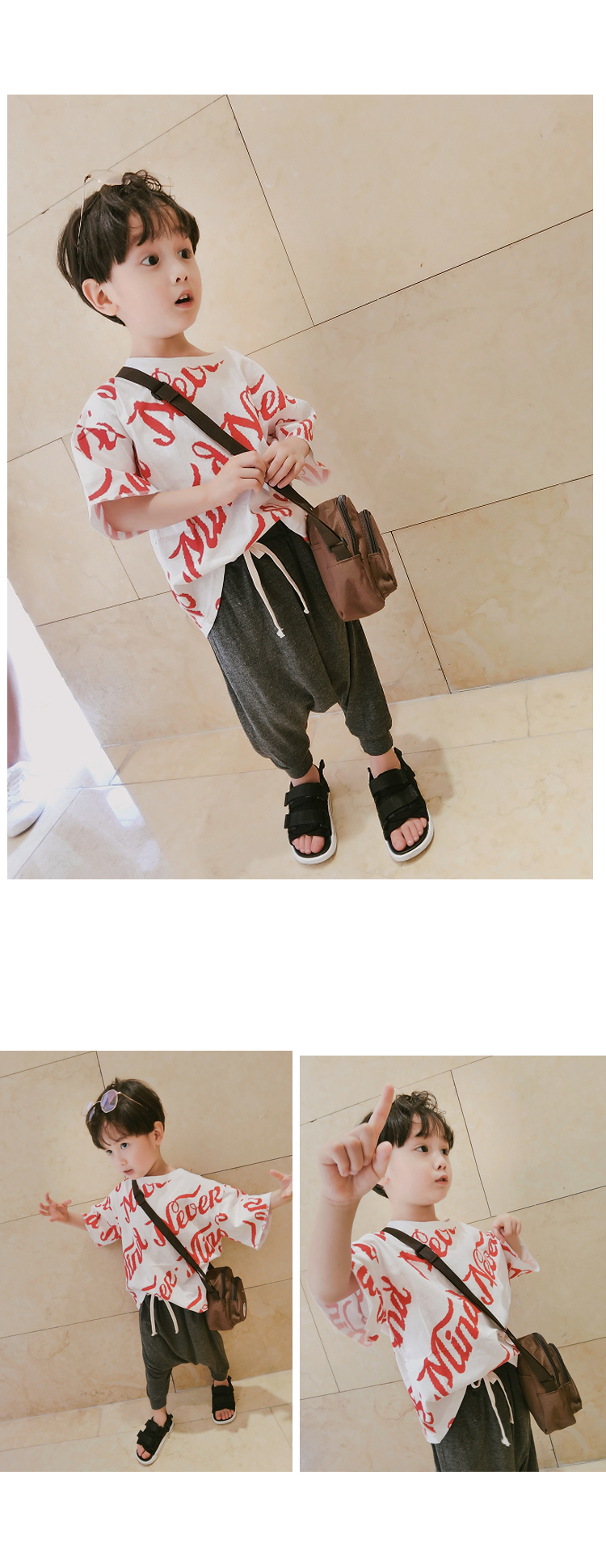 Chao Ma Feifei Double Eleven Activity Summer New Boy Bảng chữ cái Graffiti Áo thun ngắn tay đồ bé gái