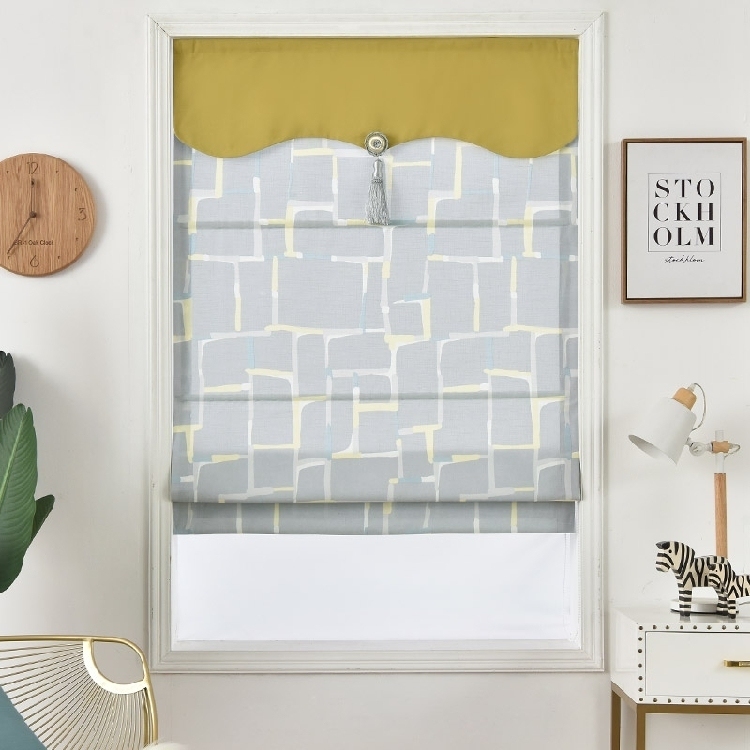 Abstract geometric small fresh Nordic style Modern simple curtain Roman curtain Flat curtain lift lift shading customization