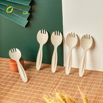 Food Guest Tool Straw Disposable Birthday Cake Fork Thickened sweet spoons degradable fork spoons eco-friendly