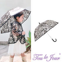 Toullejour girl accessories Elegant Retro Bell Type Semiautomatic Ultralight School Little Floral Printed Umbrella Umbrella