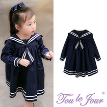 Toullejour Girls Dress School Season Fresh Campus Wind Navy Collar Elegant Clear Students Foreign Dress Dress Dress
