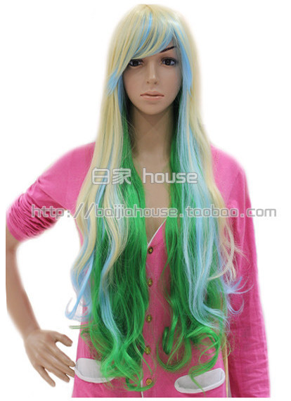 Cosplay Wig Harajuku Style Gradient Color Mixed Color Trimmable Real Shot Peacock Feather Japanese Style Fluffy Mature Patty Photo Shoot