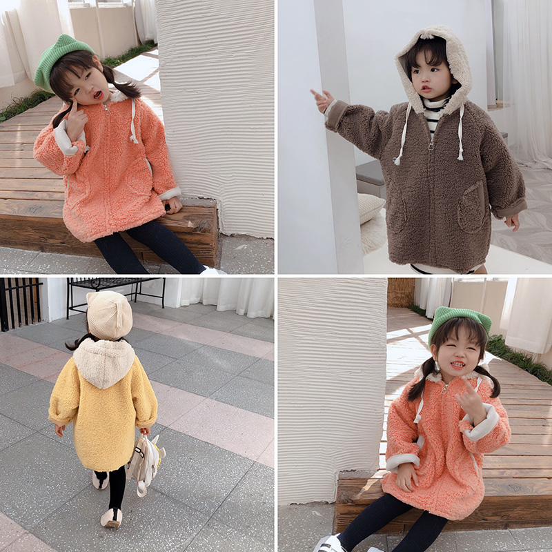 Clear Barn Autumn Winter Boy Girl Middle version Lianhood fur jacket baby fur integrated thickened large coat