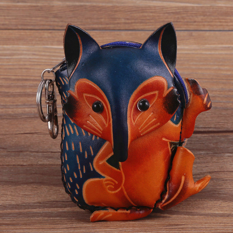 Girl Genuine Leather Bull Leather Zero Wallet Cartoon Key Bag BAG FOX CREATIVE KOREA CUTE MINI SMALL BAG
