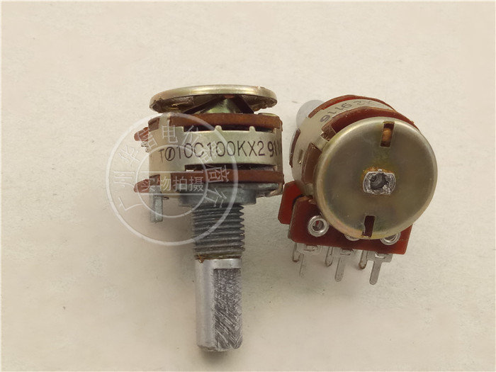 Original Japanese NOBLE 16 type double potentiometer 10C100KX2 shaft 20MMF with midpoint] C100K