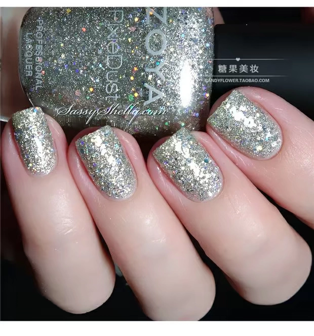 Sơn móng tay ZOYA magic stardust series bạc stardust cát lún kim tuyến ZP717 dễ thi công, khô nhanh, không thấm nước và không độc hại - Sơn móng tay / Móng tay và móng chân