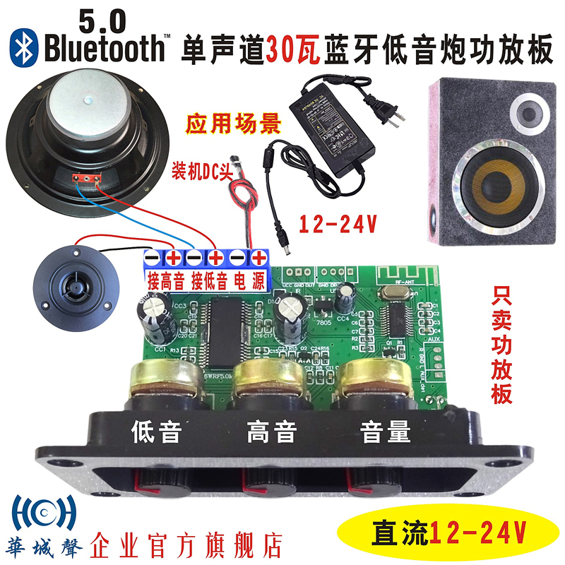 High power Bluetooth 5 0 single track 8 Euro 30 W Low sound gun with treble remote control U disc audio input power amplifier board