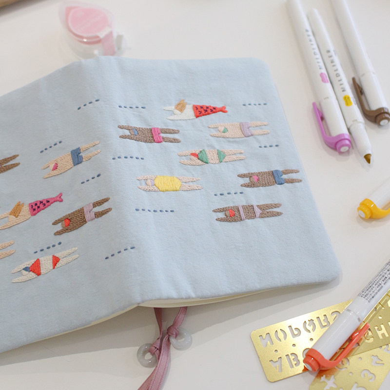 Handmade Diy Embroidered Handbooks Clothes A6 Handbooks Ben Lattes Ben Core Day Notebook Book Leather Homemade Book Cover 