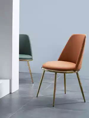 Nordic dining chair home Net red designer back chair makeup stool single light luxury casual retro leather iron chair