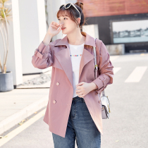 (Clearance 180 yuan) Large size womens spring dress fat sister flip collar double-breasted buckle strap Micro flash windbreaker coat