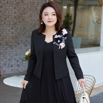 (clear cabin RMB120 ) Large-size womens dress 2022 Fat younger sister Annual meeting dress Short Staple Pearl Cream Florin Suit Jacket