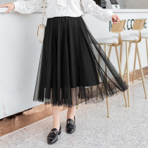 (Elastic waist)MsShe large size spring 2021 new fat mm light and soft A-line mesh skirt