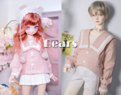 taobao agent ◆ Bears ◆ BJD baby clothing A383 pink sweet small cherry embroidery collar shirt 1/4 & 1/3 & uncle