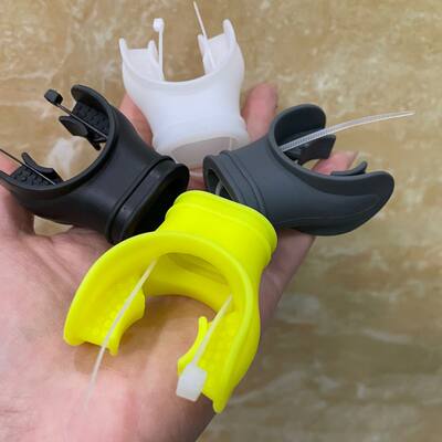 Black diving respirator mouthpiece, white transparent snorkeling tube mouth bite, high-grade pure silicone spare bite head