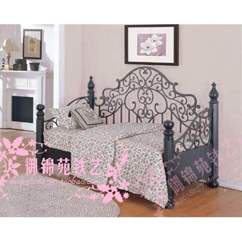 045 Au Style Iron Art Sofa Bed Room Vintage High-end Push-and-pull Afternoon Bed Book Room Sit-And-Use Apartment Iron Bed Frame