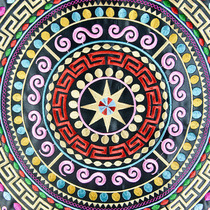 Guangxi Zhuang Bronze Drum Pattern Embroidery Piece DIY présenté à caractère ethnique Costume Ornament Microneedle Embroidered 