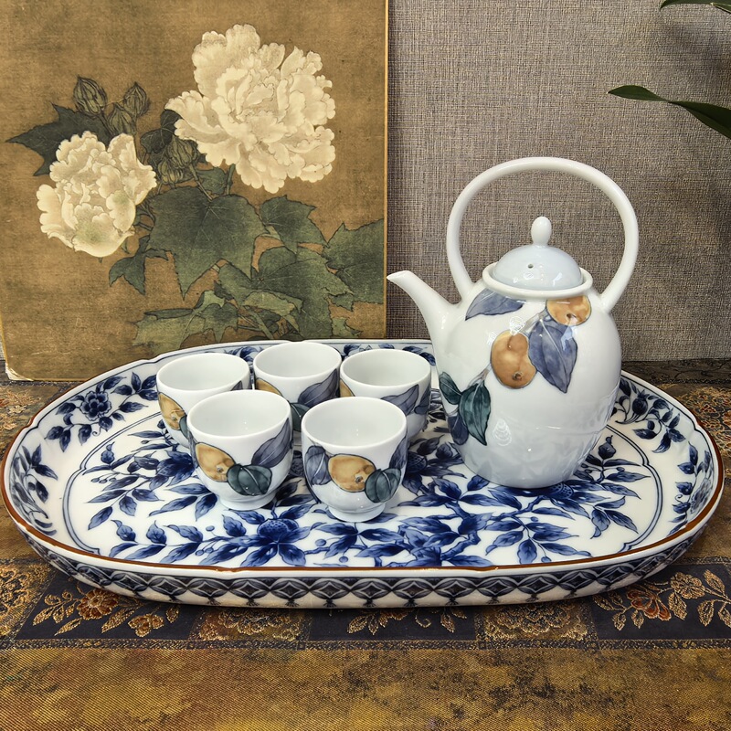 258 # Japanese Kusama Kiln Dyed Flower and Bird Oval Bowl, White Crane Teapot Stand 258 # Japanese Kusama Kiln Dyed Flower and Bird Oval Bowl, White Crane Teapot Stand