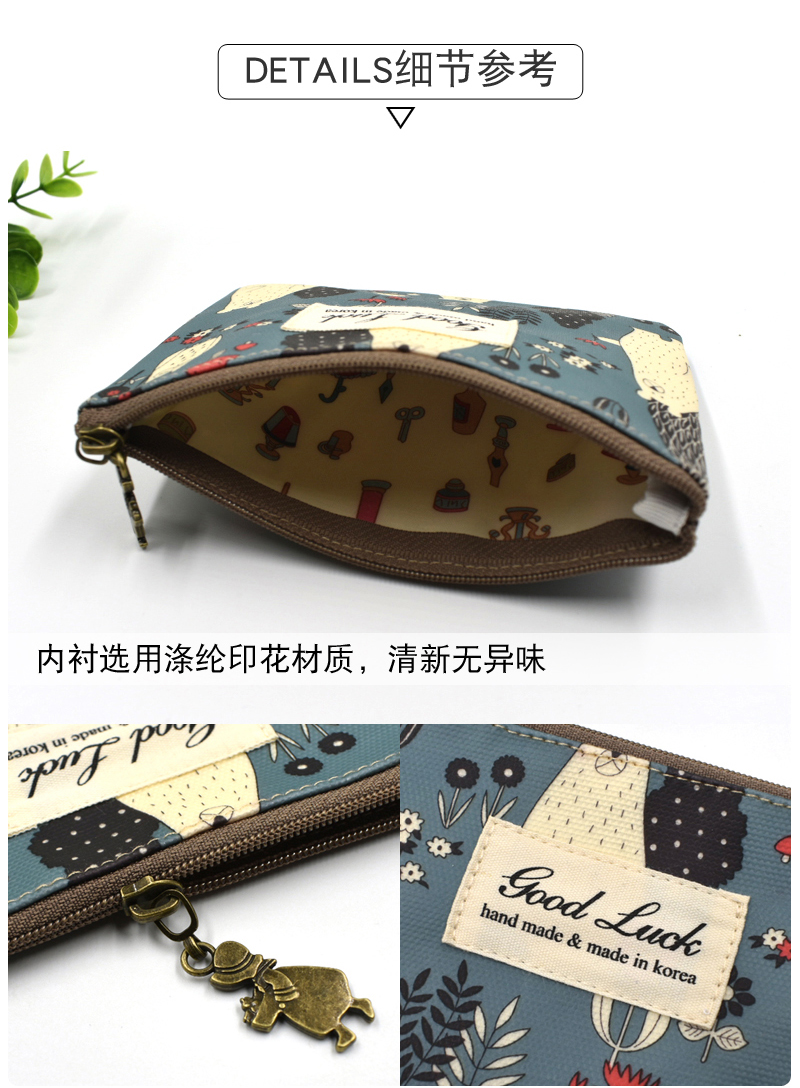Canvas ngắn ví nữ Hàn Quốc dễ thương hoạt hình dây kéo ví thẻ túi không thấm nước mini túi ly hợp túi - Ví tiền ví pierre cardin
