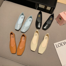 Spring shoes new 2020 Korean milk shoes women flat side retro square head soft bottom ins fairy shoes