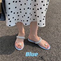 French fairy pearl set toed flat shoes spring and summer 2021 new design sense niche sandals womens shoes summer