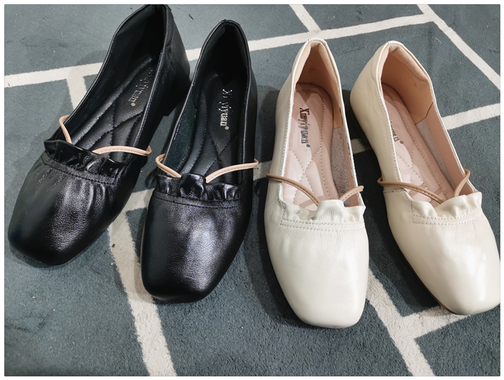 7407 cross fine with show gas head layer cow leather genuine leather women shoes 2 colors 21072 black rice white single shoes