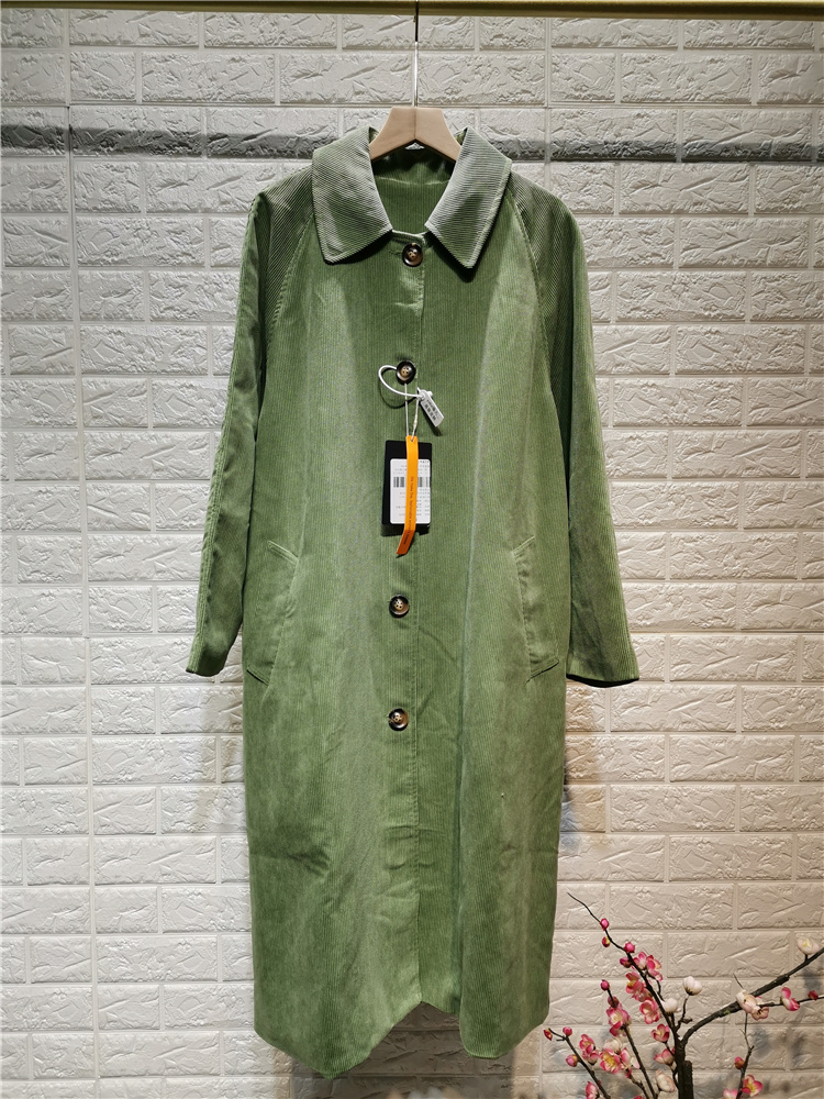 6581 special no fold women's fruit green windbreaker mid-length coat spring