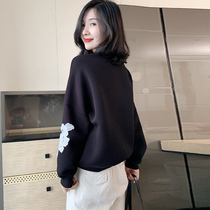 Space cotton sweater womens short European station 2021 new European goods tide foreign style thin section spring and autumn embroidery heavy industry top