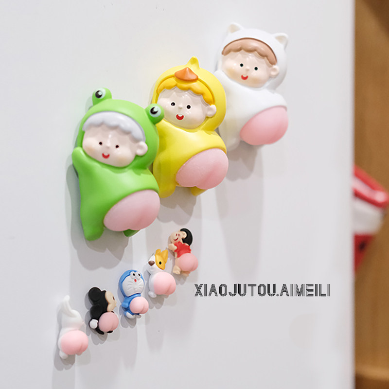 Animal cartoon refrigerator with magnet stick 3D stereo creative magnet cute cartoon in home decoration fittings