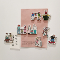 Family refrigerator sticker with family-child marriage Korean creativity in wind acrylic iron suction magnetic sticker